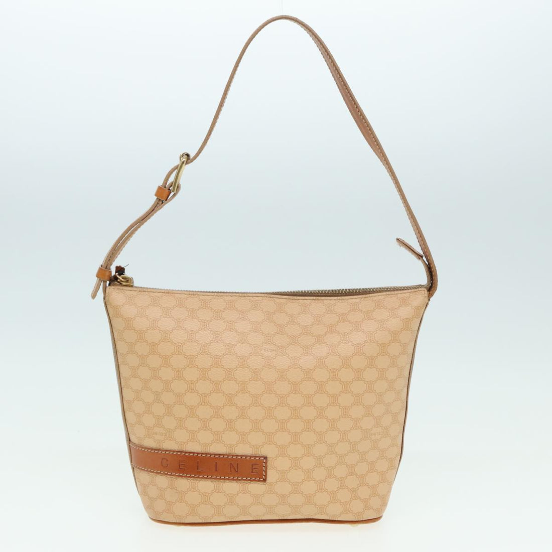 CELINE Macadam Canvas Shoulder Bag PVC Leather 2Set Beige Brown Auth am6537