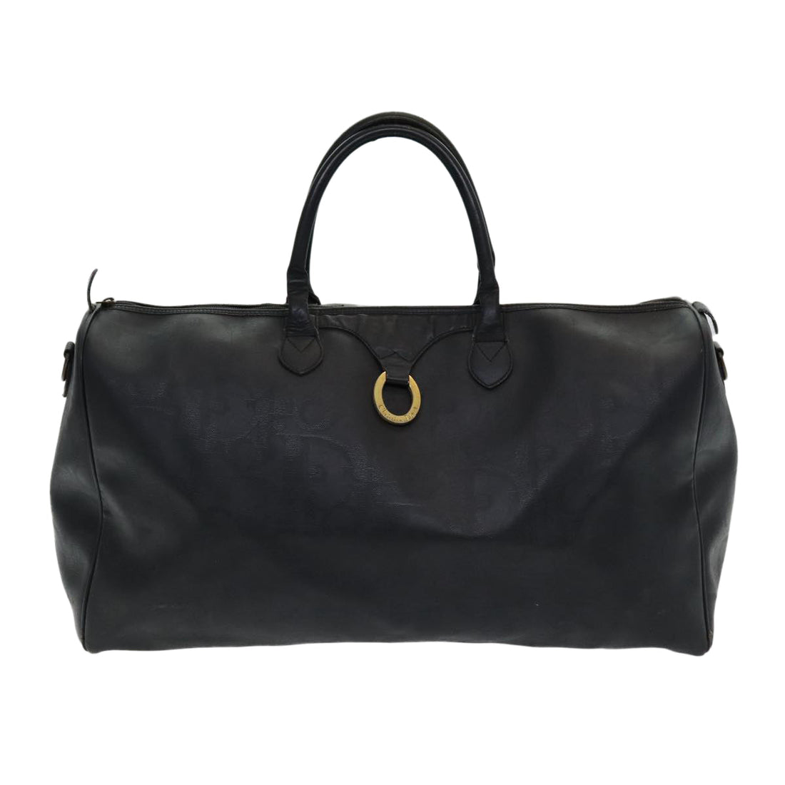 CHRISTIAN DIOR Trotter Canvas Boston Bag Black Auth am6570