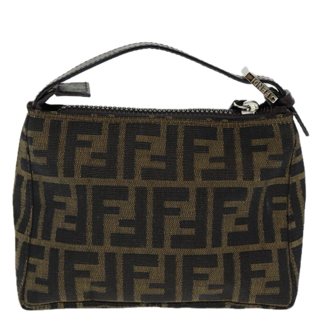 FENDI Zucca Canvas Hand Bag Brown Auth am6678