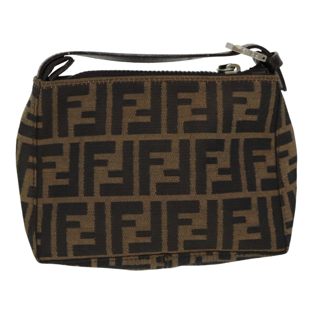 FENDI Zucca Canvas Hand Bag Brown Black Auth am6704