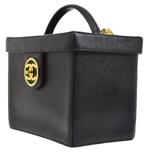 CHANEL 1994-1996 Circled CC Vanity Handbag Black Caviar ao08211