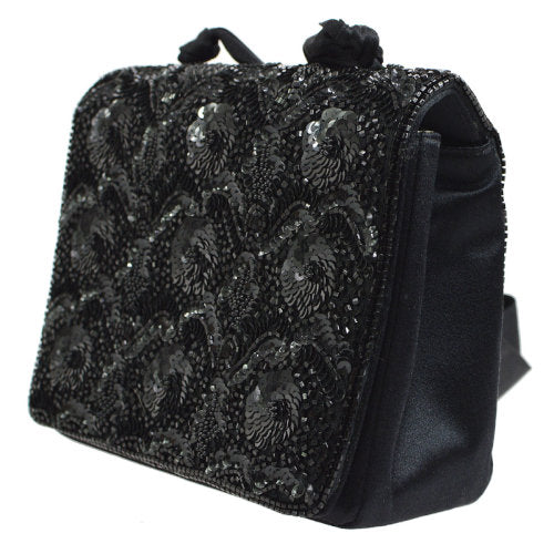 CHANEL 1994-1996 Sequins CC Cross Body Shoulder Bag Black AK35552h