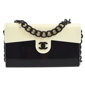 CHANEL 2000-2001 CC Chain Shoulder Bag Bi-Color Ivory Black ao11536