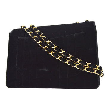 Chanel? 1994-1996 Black Velvet Vertical Classic Flap Jumbo ao28029