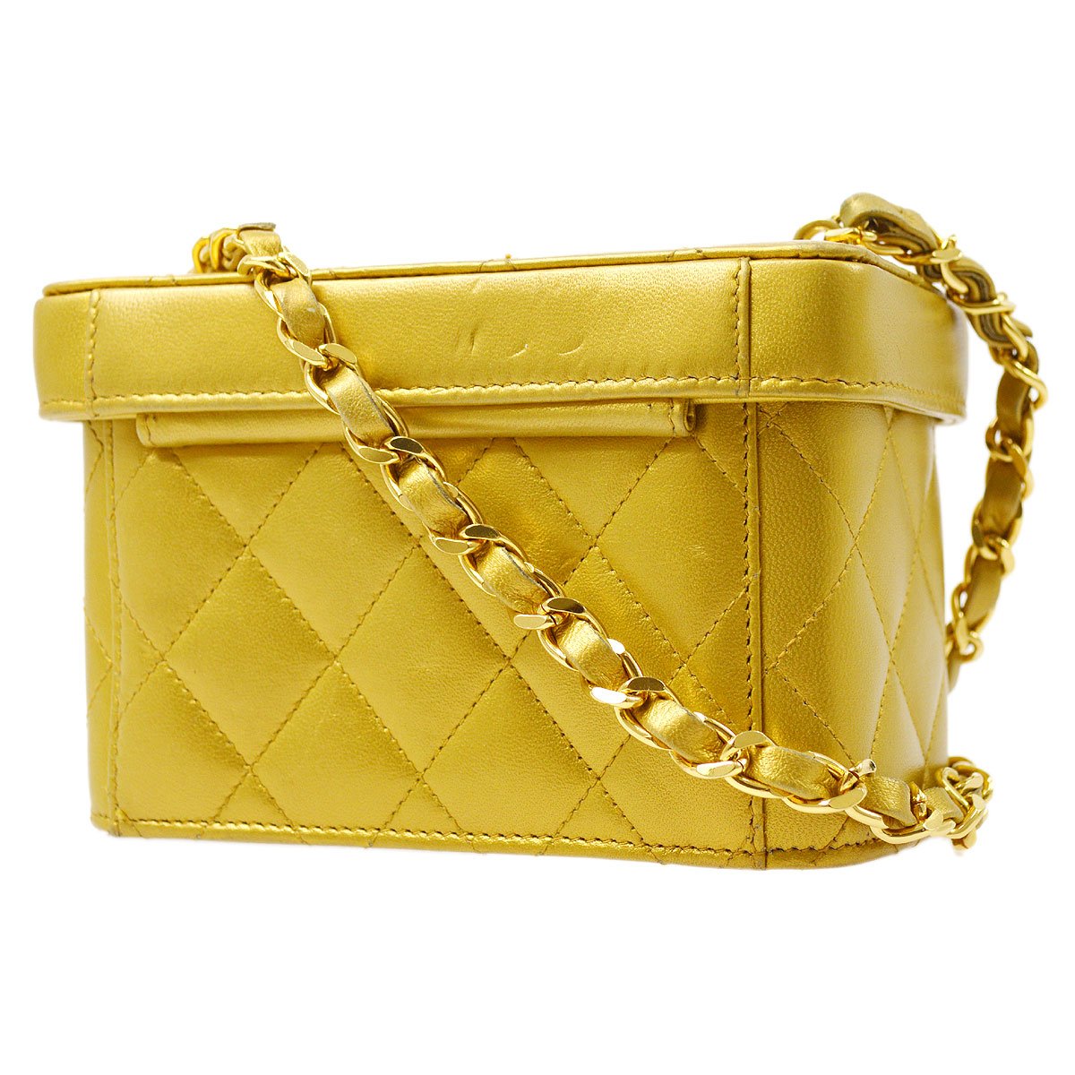 CHANEL 1991-1994 Gold Lambskin Vanity Shoulder Bag ao28945