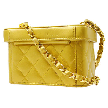 CHANEL 1991-1994 Gold Lambskin Vanity Shoulder Bag ao28945