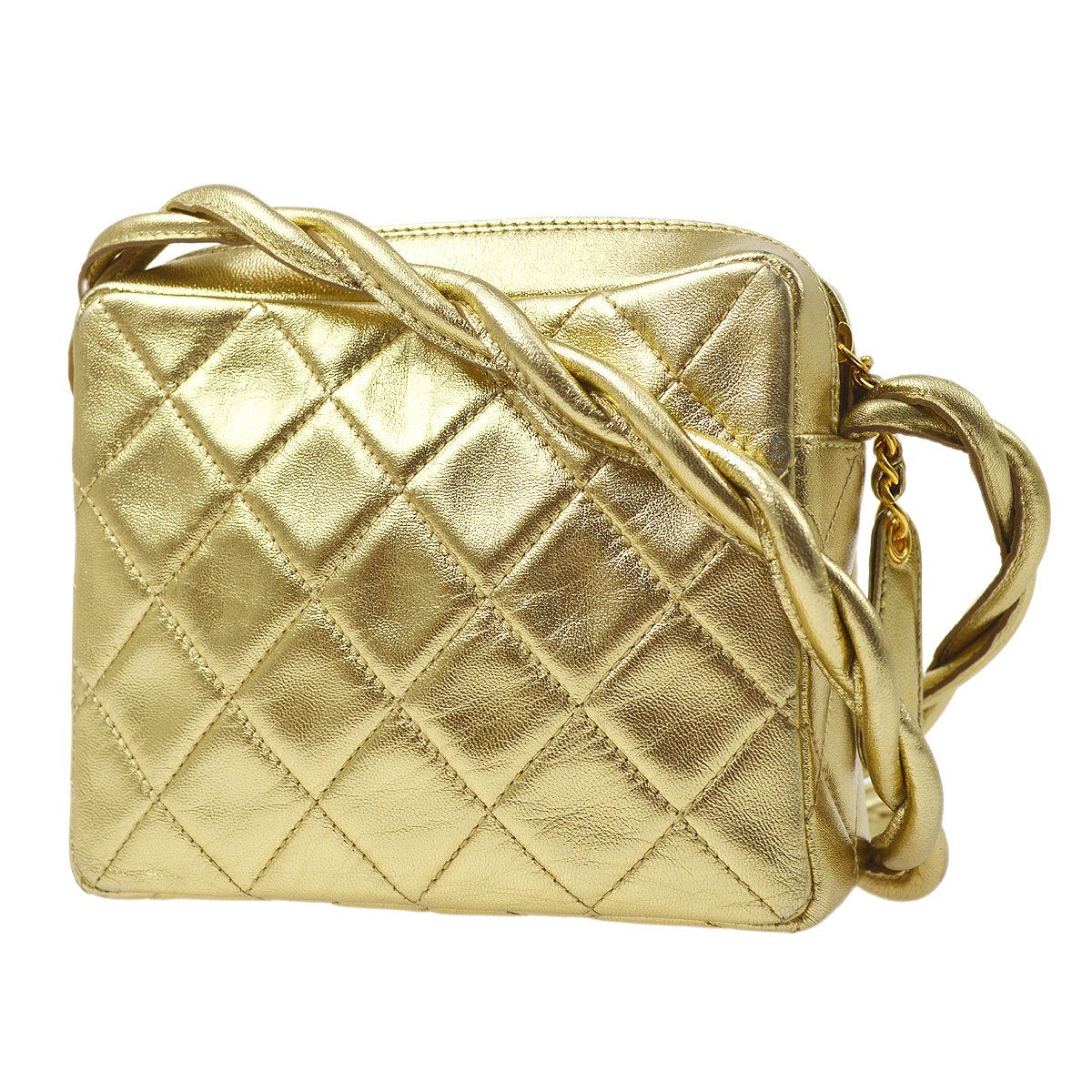 CHANEL 1996-1997 Camera Bag Mini Gold Lambskin ao28947