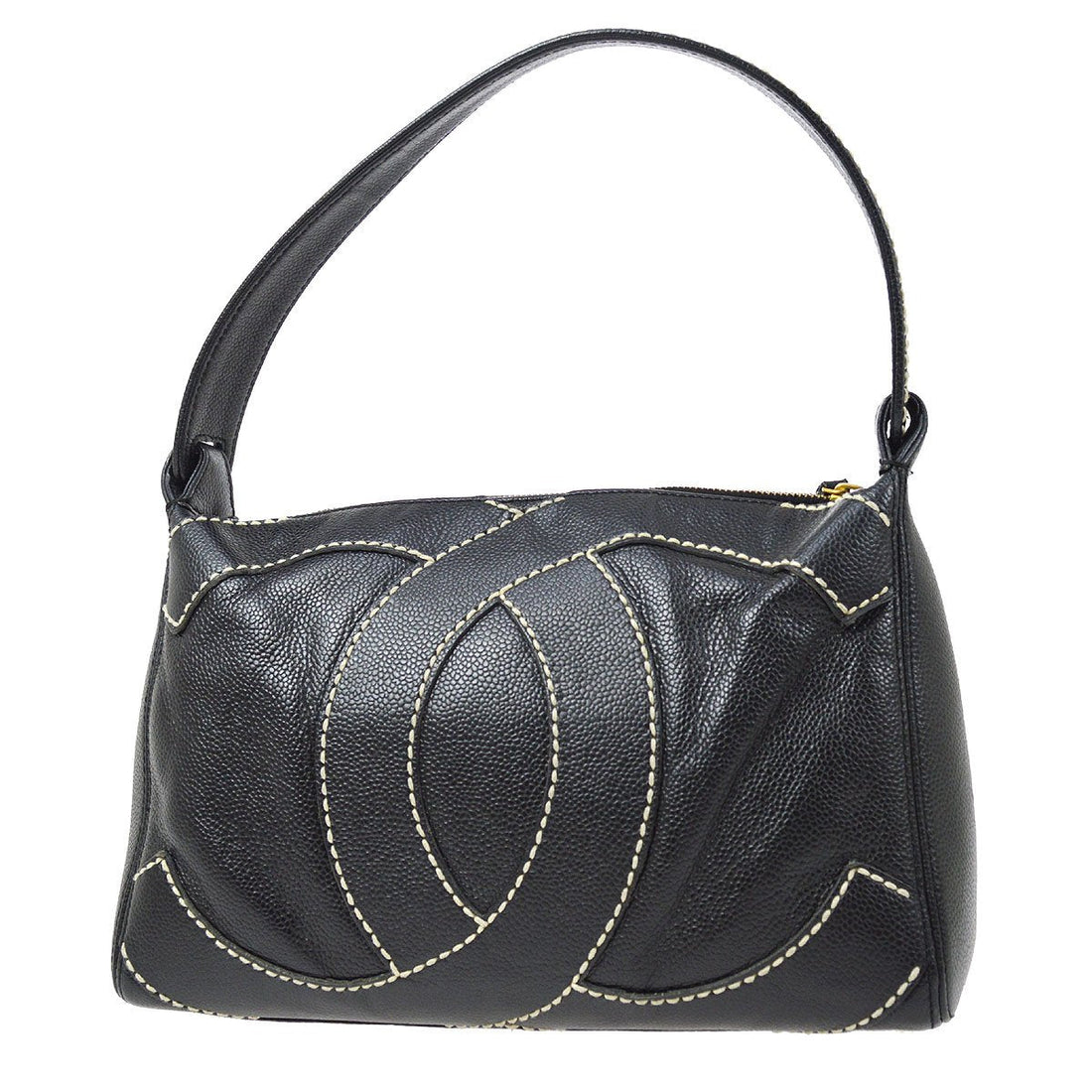 CHANEL 2004-2005 Wild Stitch CC Handbag Black Caviar ao29819