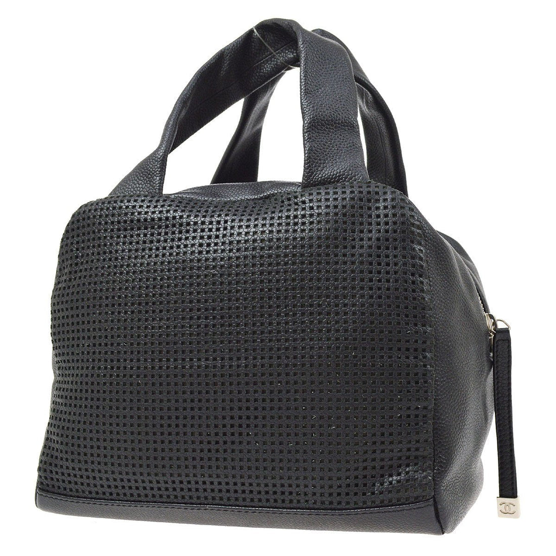 CHANEL 2004-2005 Black Caviar Perforated Handbag ao30862