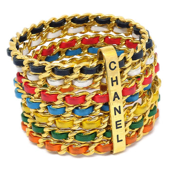 CHANEL 1993 Multicolor Leather Chain Bangle 06127