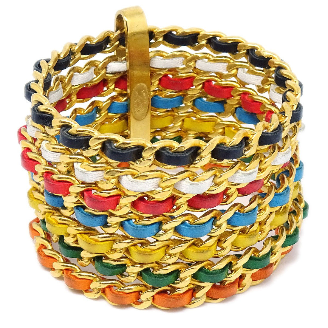 CHANEL 1993 Multicolor Leather Chain Bangle 06127