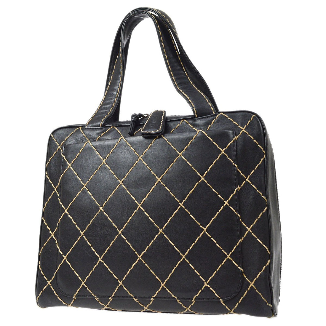 CHANEL 2000-2001 Black Calfskin Wild Stitch Handbag 33992