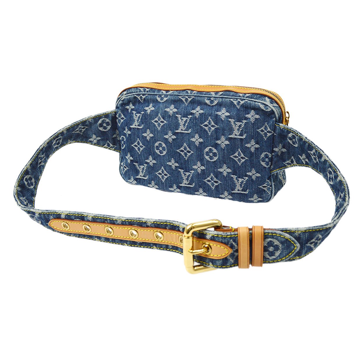 LOUIS VUITTON? BUM BAG WAIST POUCH INDIGO MONOGRAM DENIM M95347 ao32927
