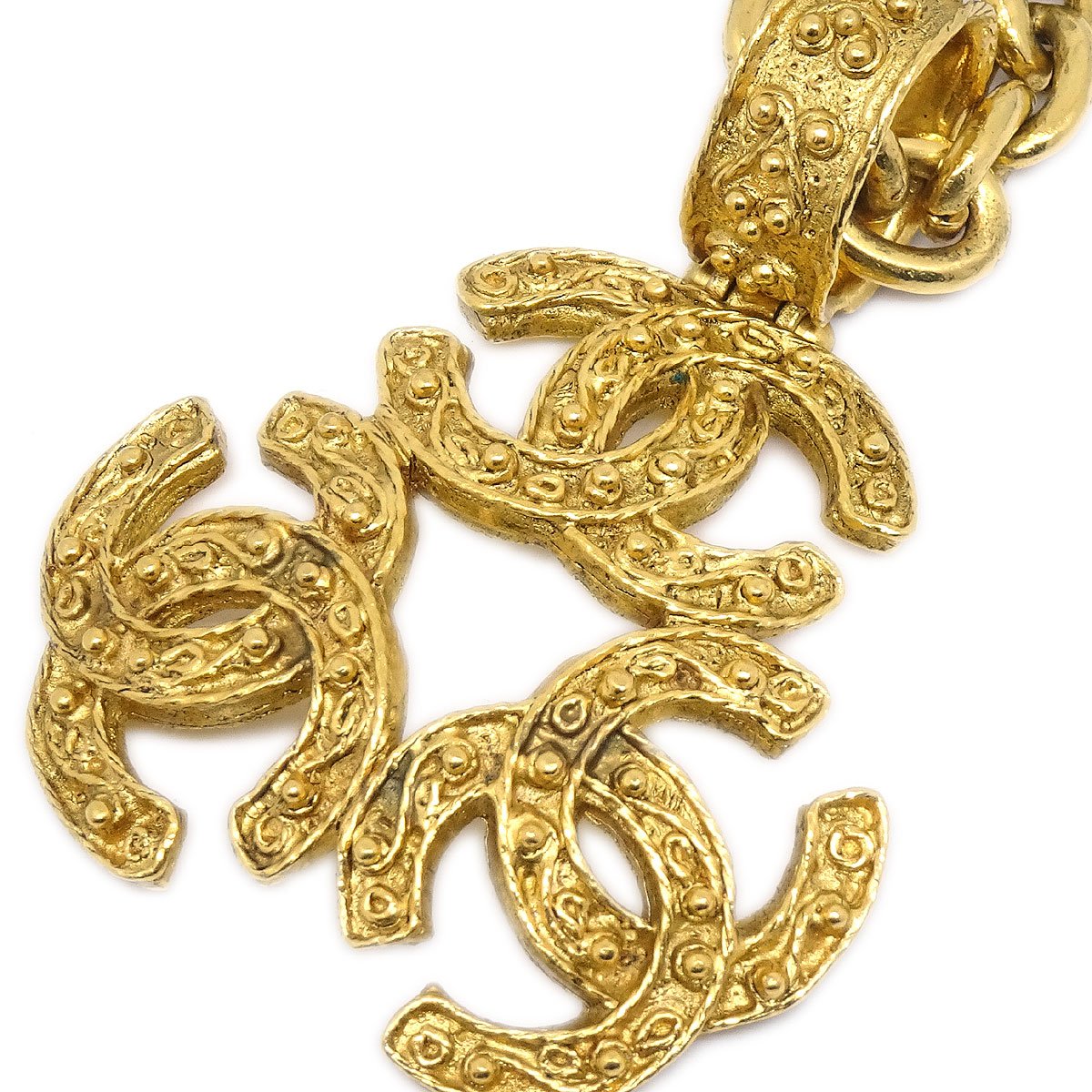 CHANEL Triple Charm Gold Chain Pendant Necklace 94A AO34614