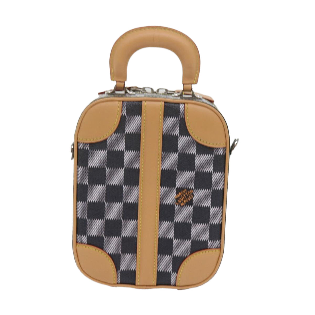 LOUIS VUITTON Damier Versette Vertical Hand Bag White Black N60273 Auth ar11067A