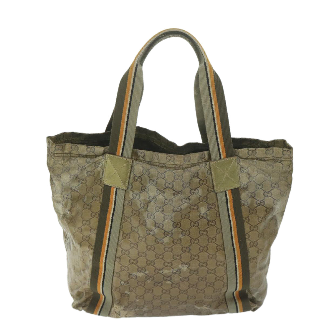 GUCCI GG Crystal Canvas Sherry Line Tote Bag Coated Canvas Gold Auth ar11313