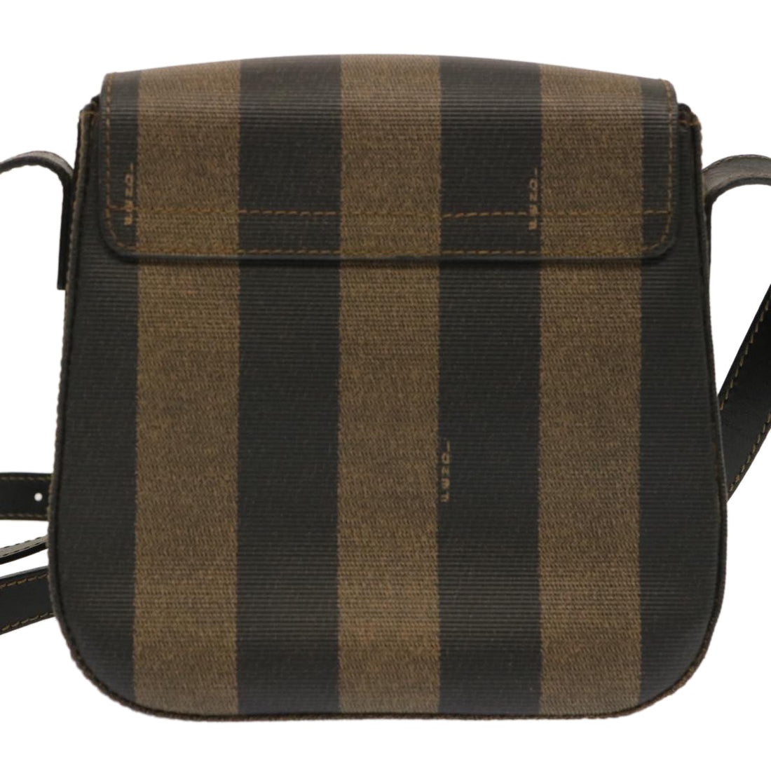 FENDI Pecan Canvas Shoulder Bag Brown Black Auth ar11725