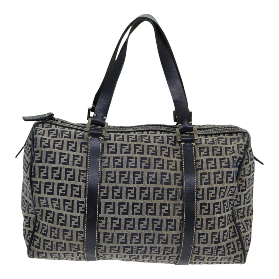 FENDI Zucchino Canvas Hand Bag Navy Auth ar12302
