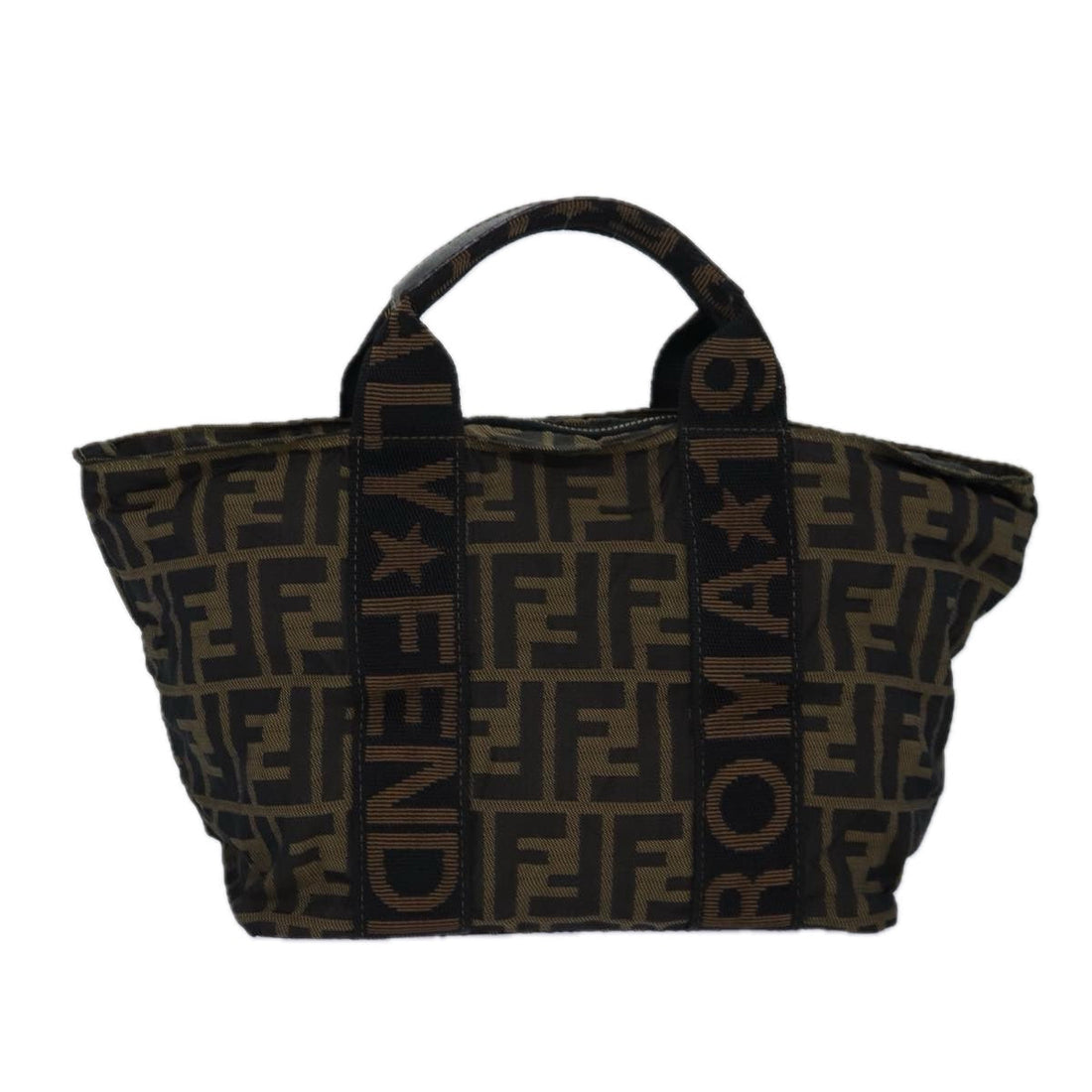 FENDI Zucca Canvas Hand Bag Brown Black Auth ar12317