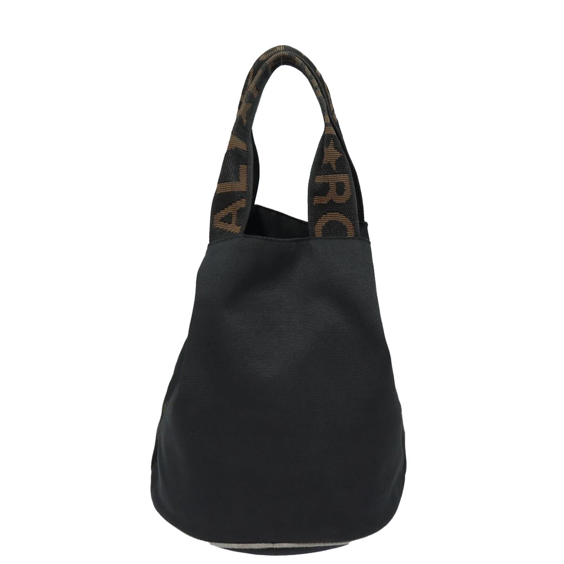 FENDI Hand Bag Nylon Black Gold Auth ar12398