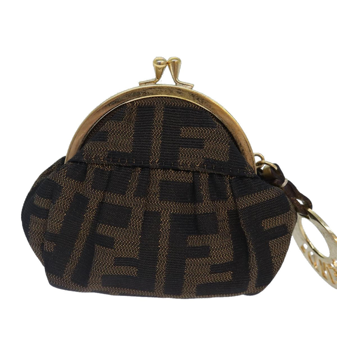 FENDI Zucca Canvas Coin Purse Brown Auth ar12481