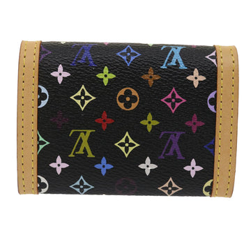 LOUIS VUITTON Multicolor Porte Monnaie Plat Coin Purse Black M92656 Auth ar6950