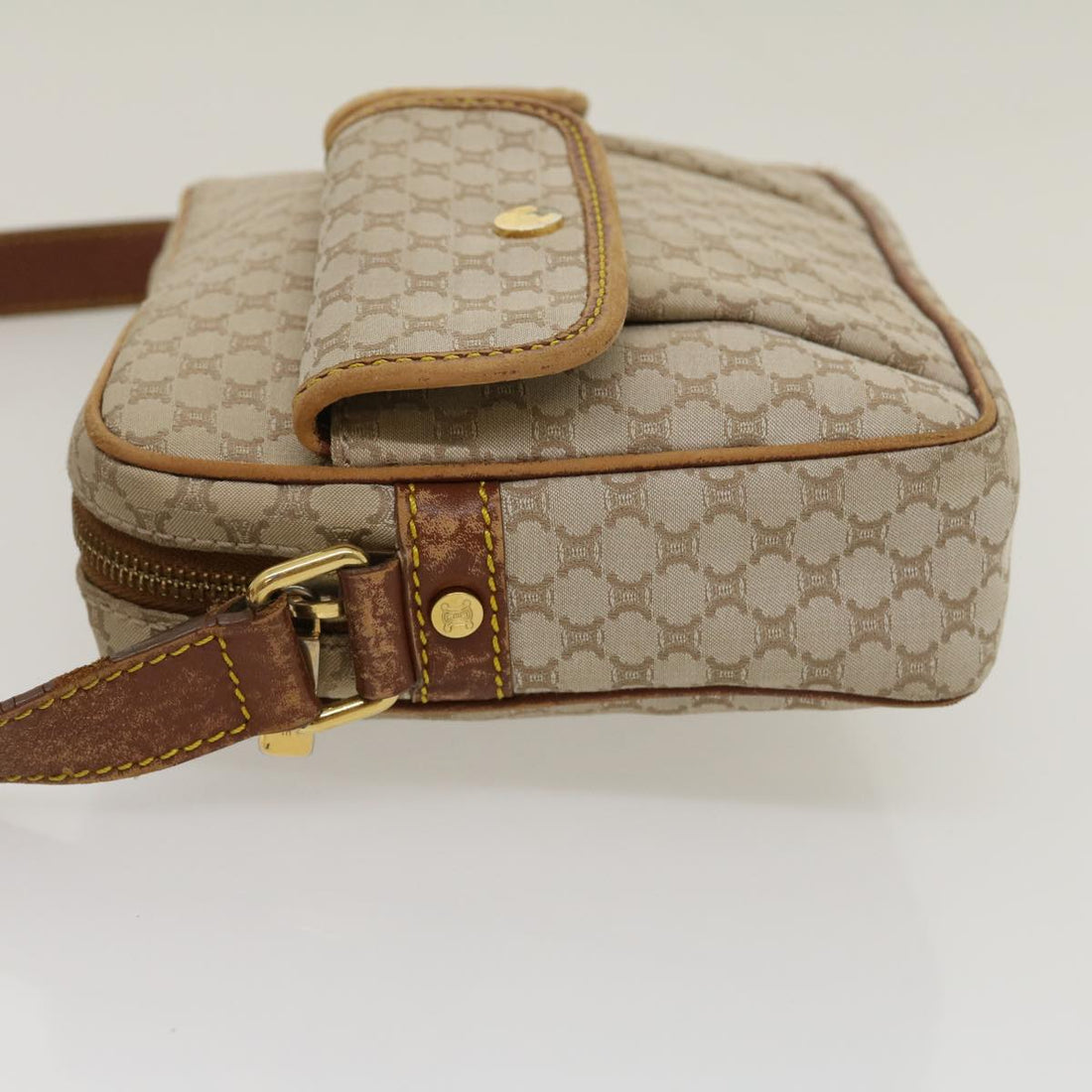 Celine Macadam Canvas Shoulder Bag Beige Brown  ar7069