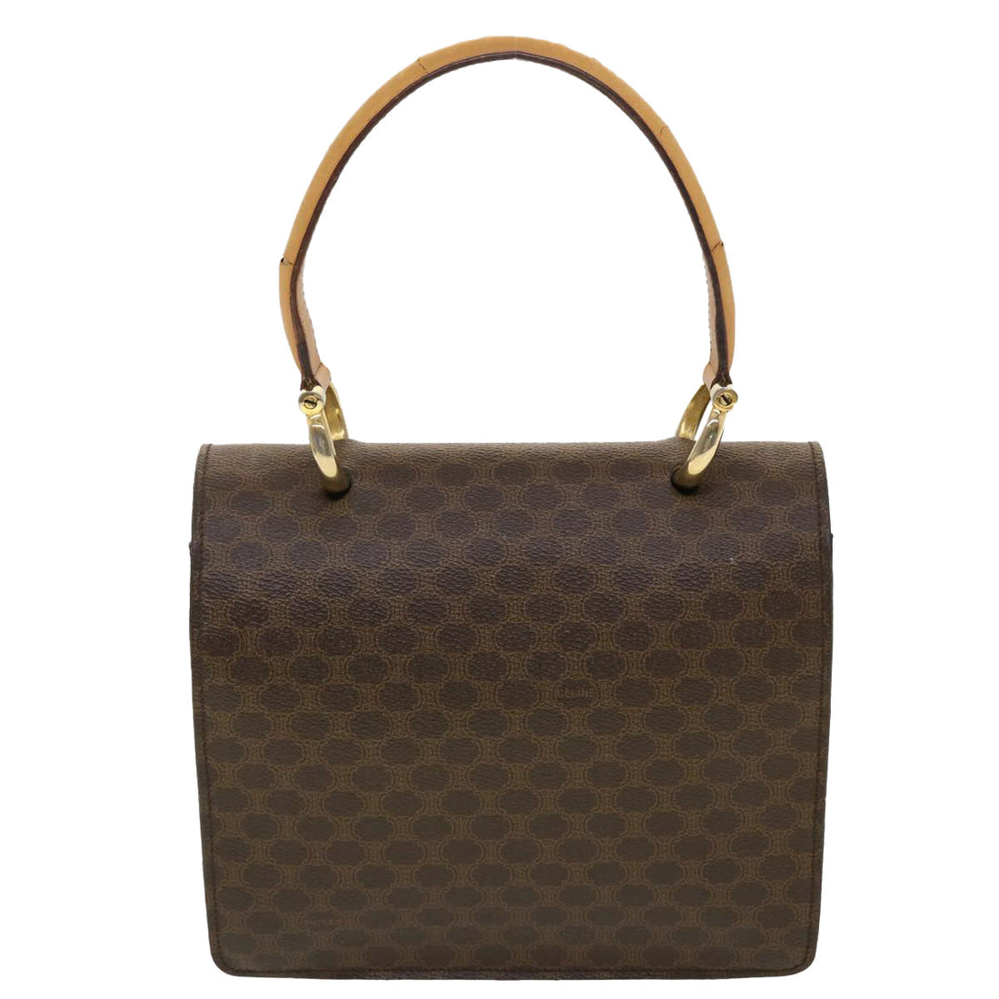 Celine Macadam Canvas Hand Bag PVC Leather Brown  ar9218