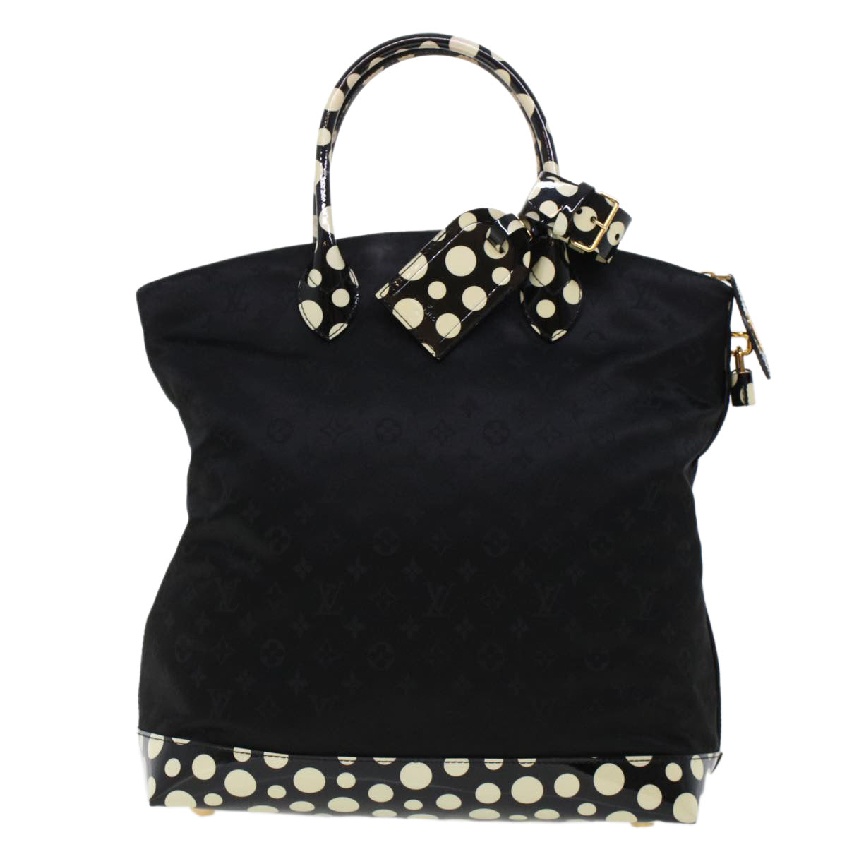 LOUIS VUITTON Vernis Dot Infinity Lockit MM Bag Black M40682 Auth ar9434B
