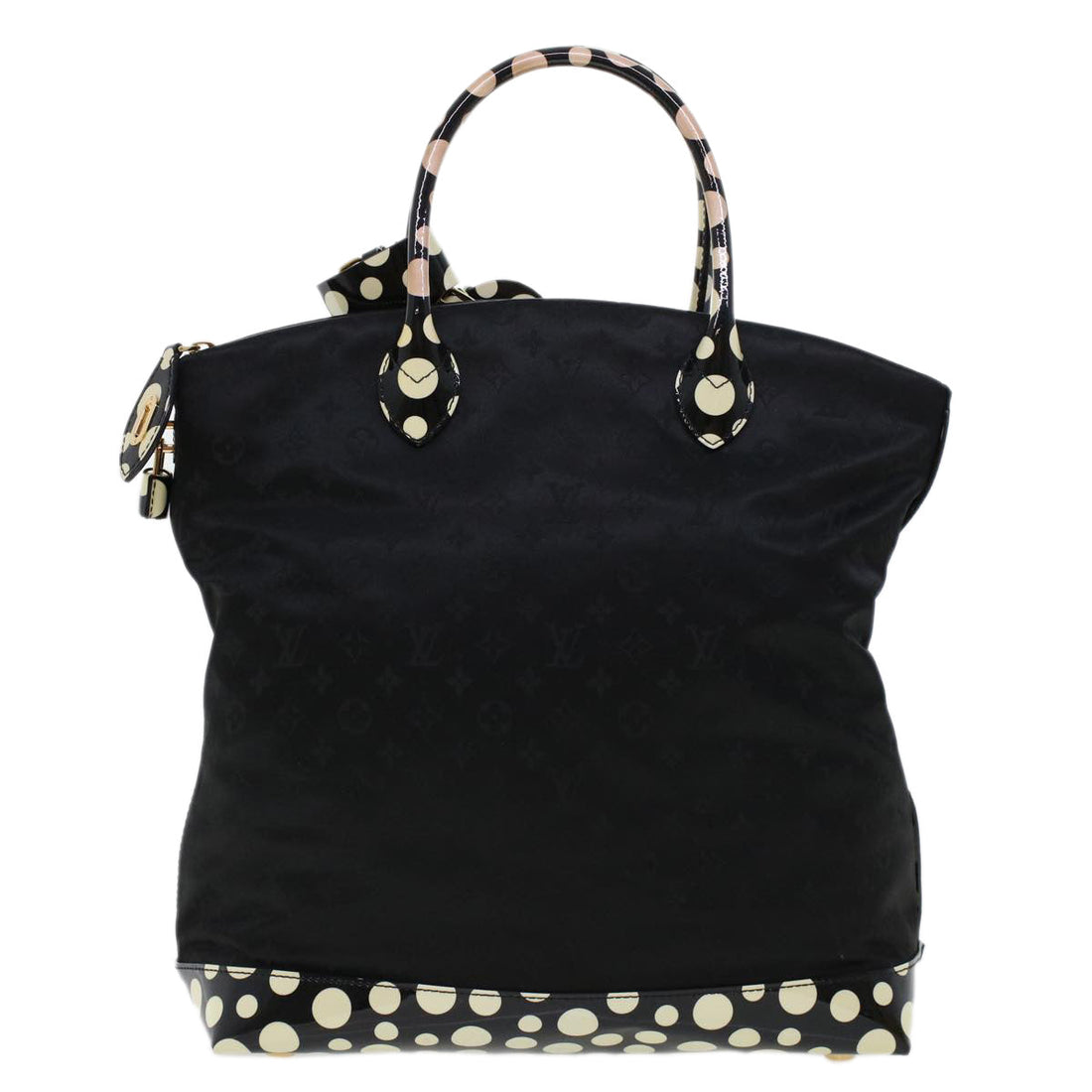 LOUIS VUITTON Vernis Dot Infinity Lockit MM Bag Black M40682 Auth ar9434B