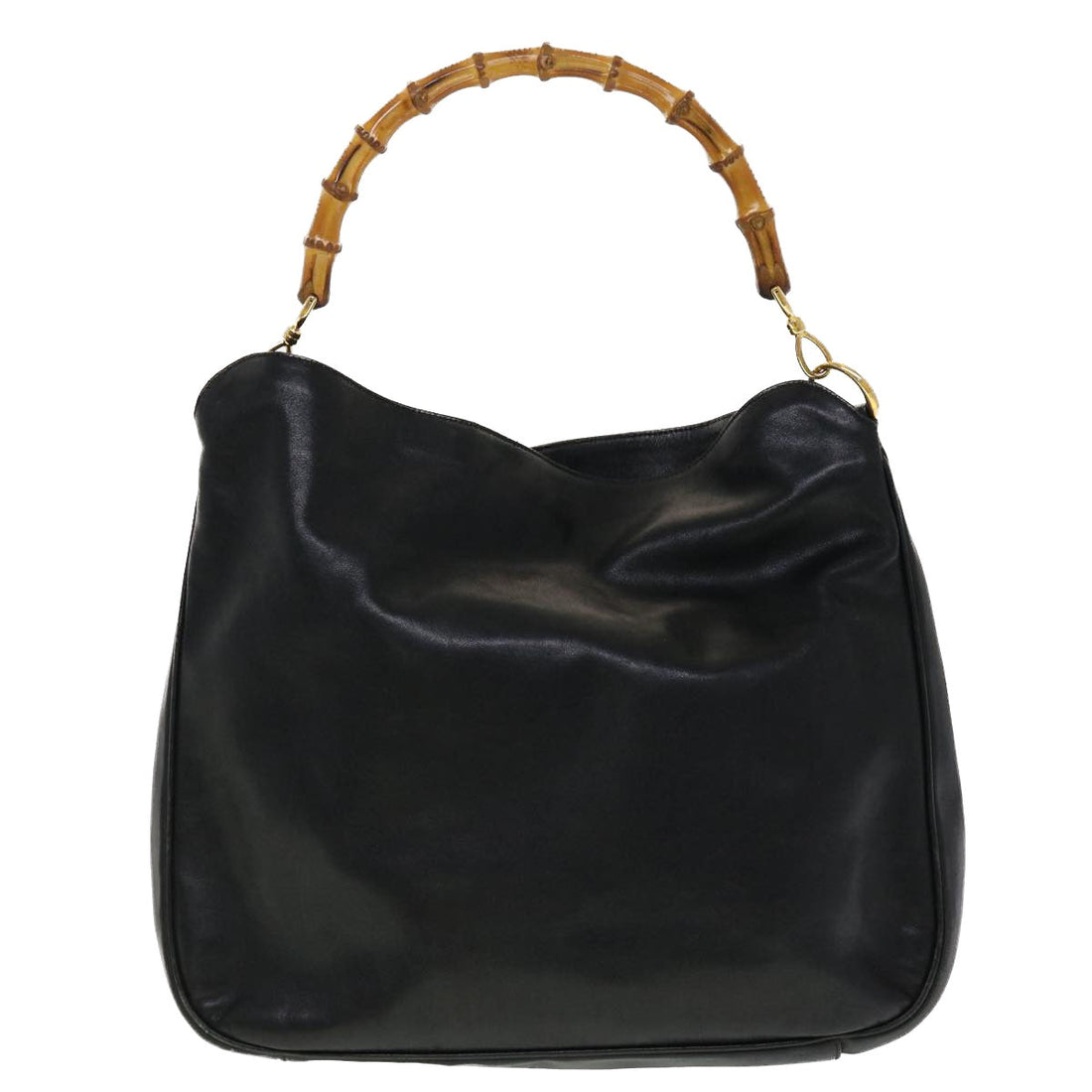 GUCCI Bamboo Hand Bag Leather 2way Black 001.0166.1577  ar9614