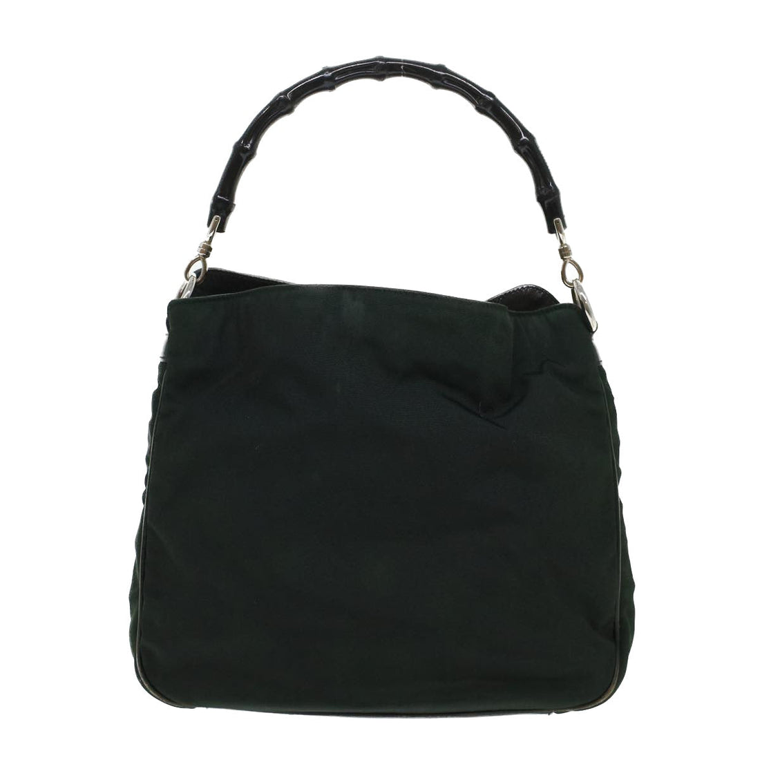GUCCI Bamboo Shoulder Bag Nylon Leather Green 001 1638 3754  ar9698B