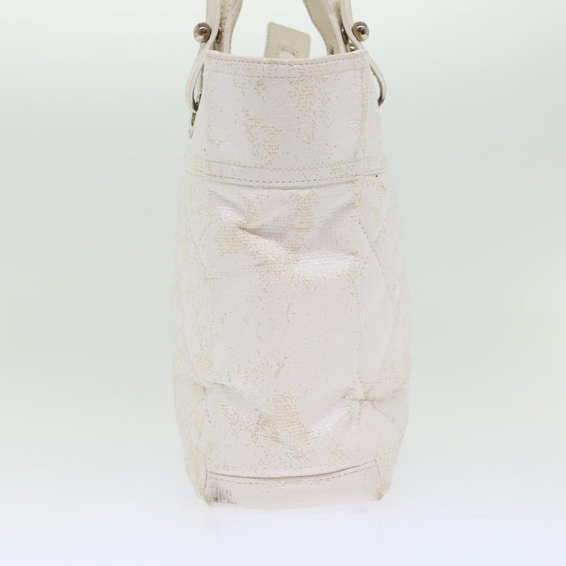 CHANEL Shoulder Bag Coated Canvas White CC Auth ar9716