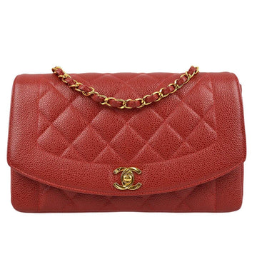Chanel Red Caviar Medium Diana Shoulder