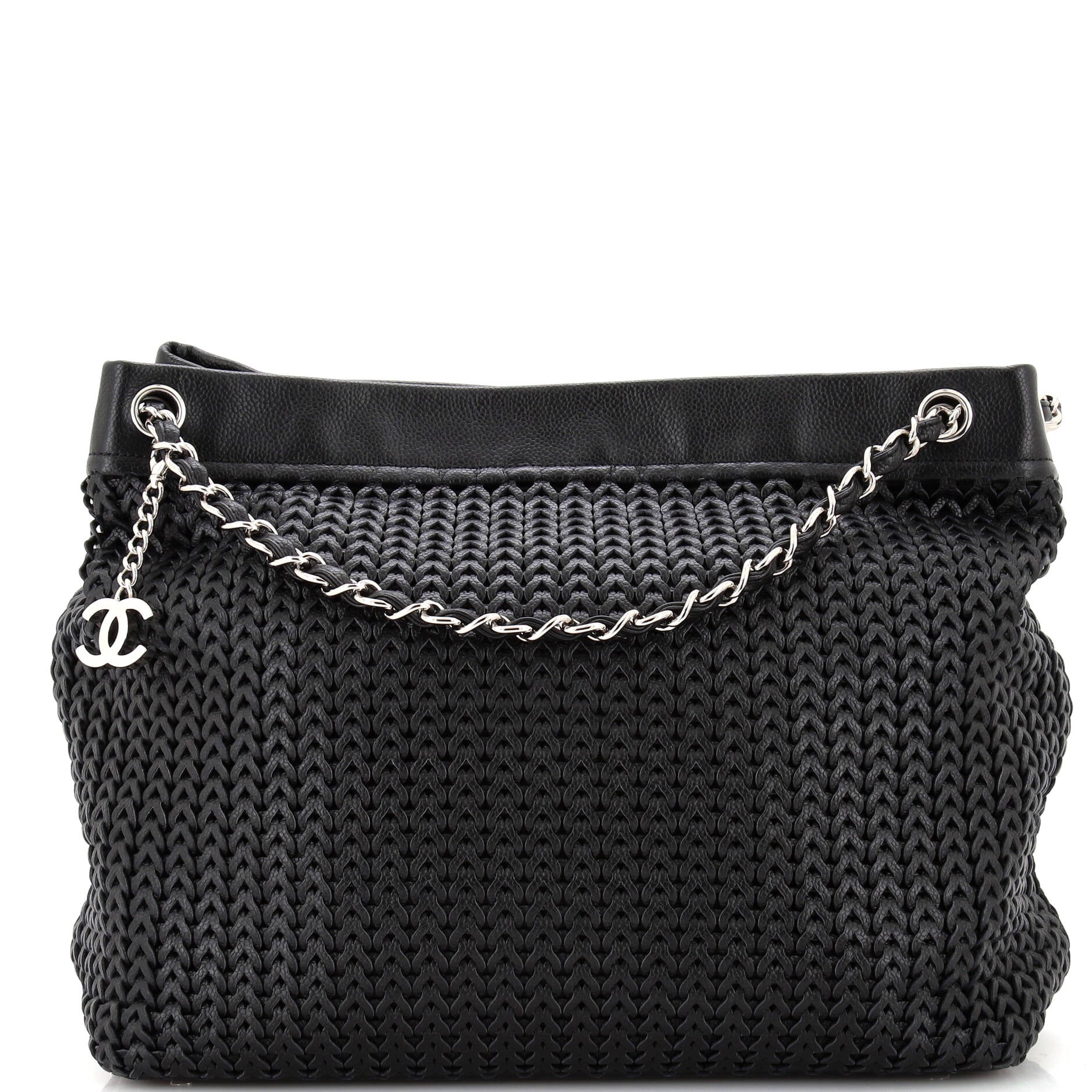 Chanel Cc Charm Tote Woven Caviar Large