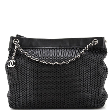 Chanel Cc Charm Tote Woven Caviar Large