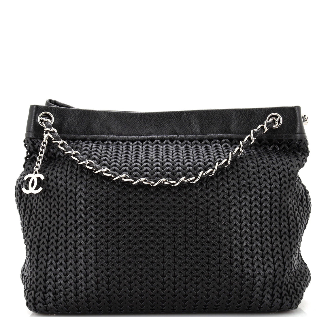 Chanel Cc Charm Tote Woven Caviar Large
