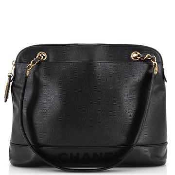 Chanel Vintage Logo Chain Tote Caviar