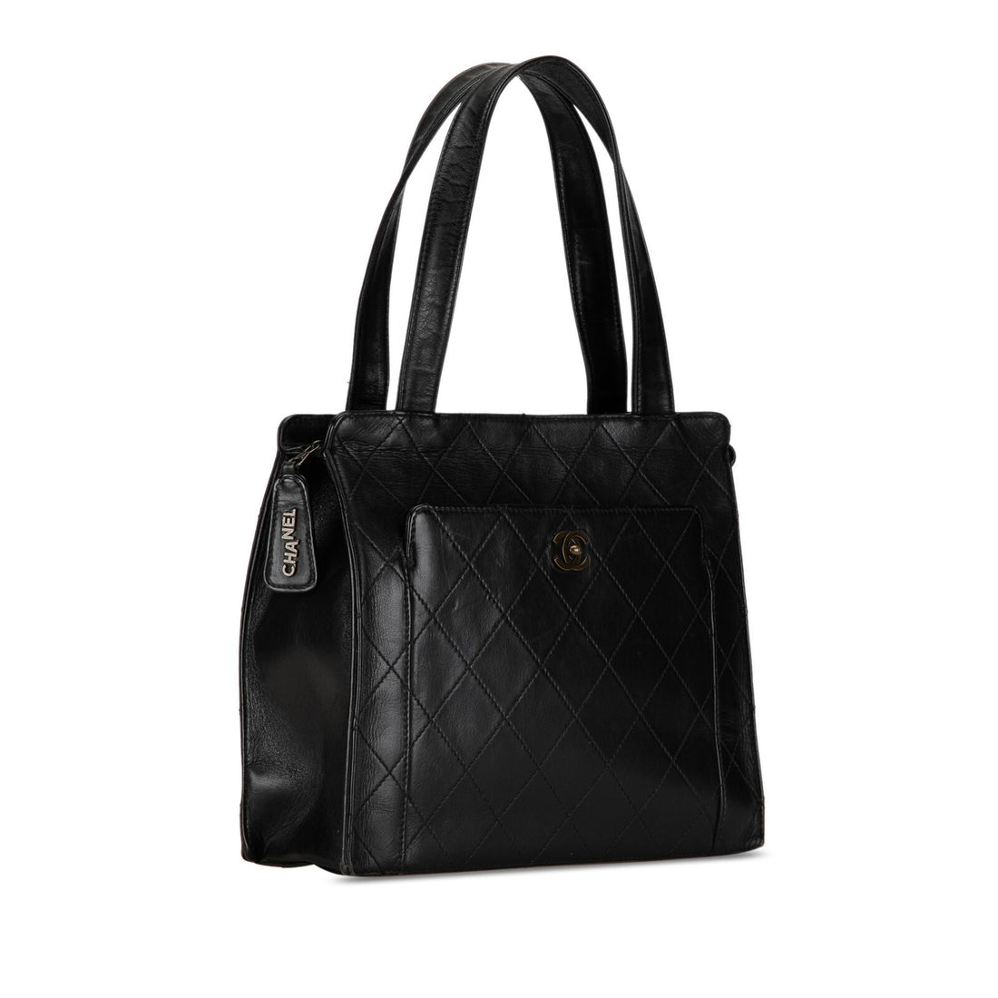 Chanel Cc Quilted Skin Tote Black