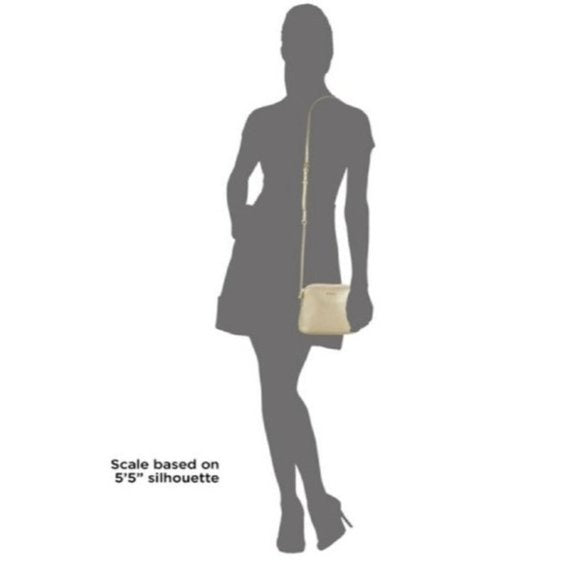 New with tags, Furla 'Miky' style, iridescent, light gold leather bag with a chain strap and domed, top zip closure