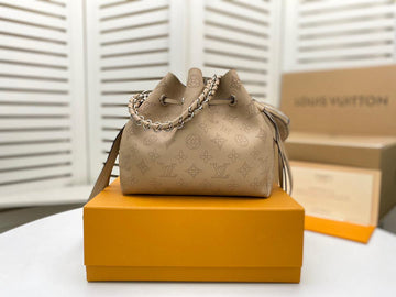 LV Bella Bucket Bag Mahina Galet Grey For Womtlm, Womtlm’s Handbags, Shoulder And Crossbody Bags 7.5in/22cm LV M57201