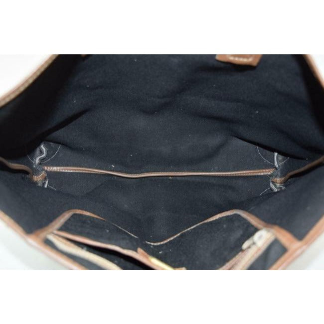 Dior Vintage Xl Brown Honeycomb Print On Greyish Green Coated Canvas And Camel Leather Tote