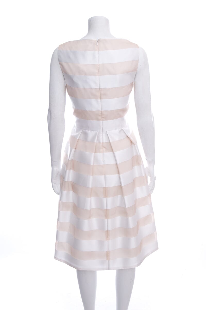 Lela Rose White & Beige Stripe Sleeveless Dress SZ 10 NWT