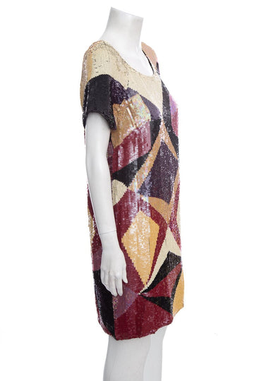 Catherine Malandrino Multicolor Geometric Sequin Dress SZ 10