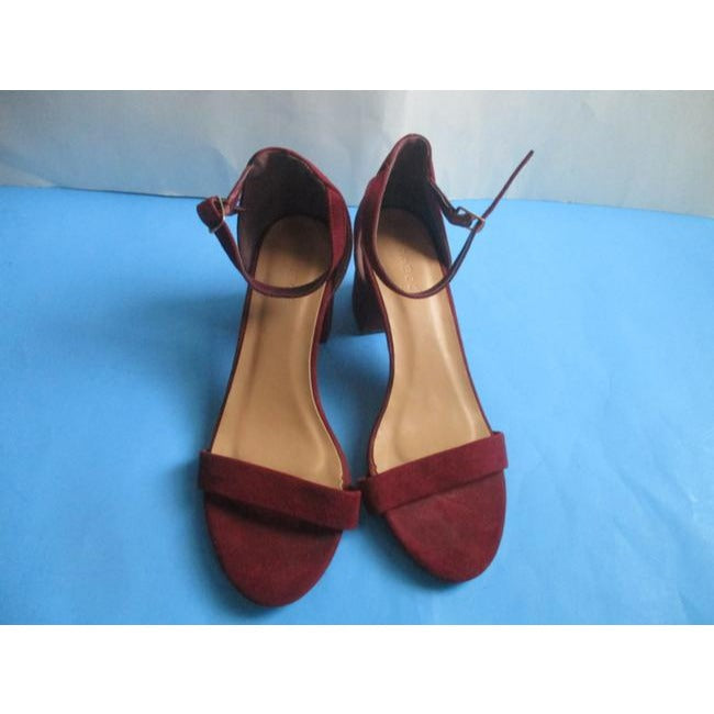 Bamboo Cranberry Maroon Burgundy Suede Ankle Strap Open Toe Pumps Size Us