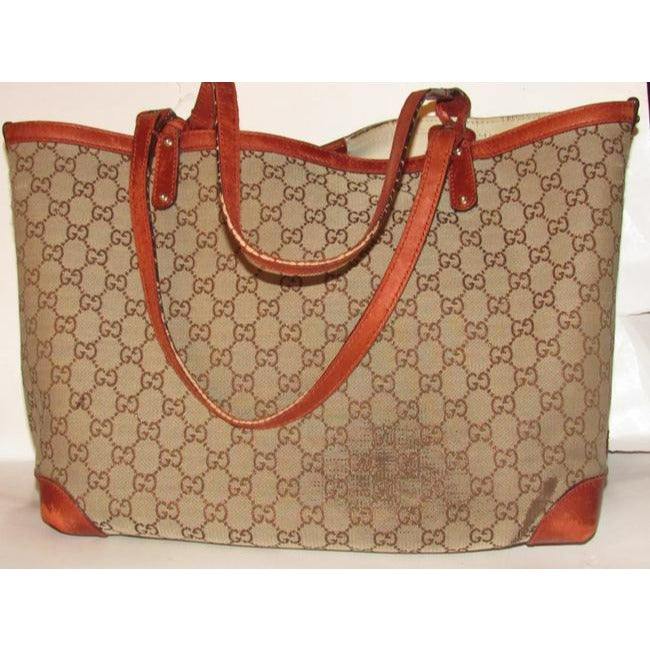 Gucci Brown Craft Leather Tote w Detachable Python Wallet