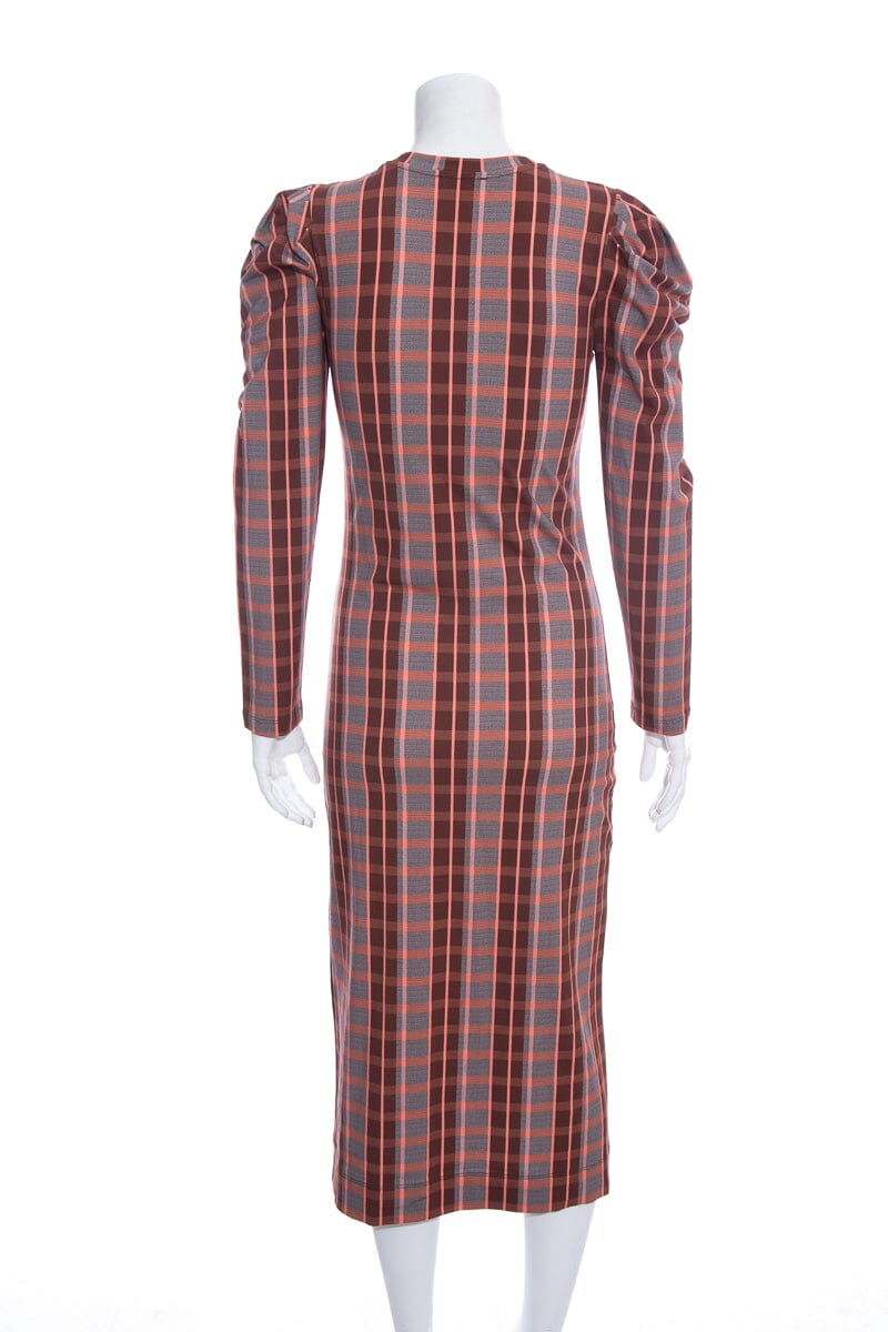 Tanya Taylor Orange Plaid Knit Dress SZ XS