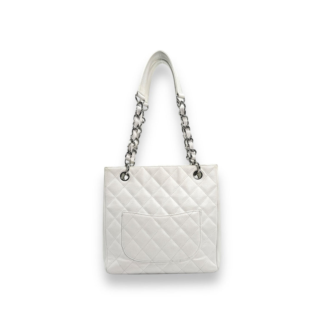 Chanel Vintage White Caviar Petite Shopping Tote PST