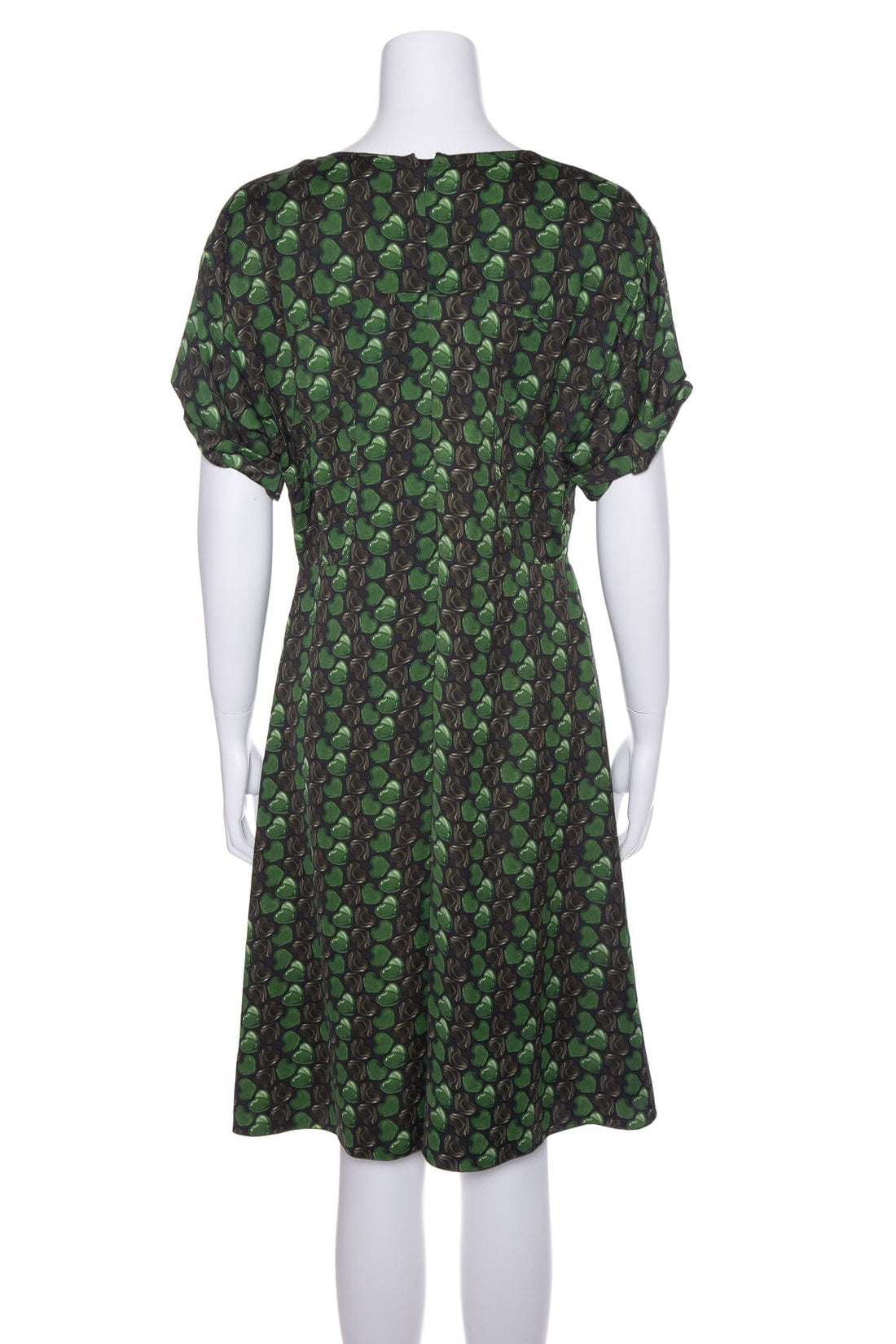 Prada Green Heart Print Short Sleeve Dress SZ 48