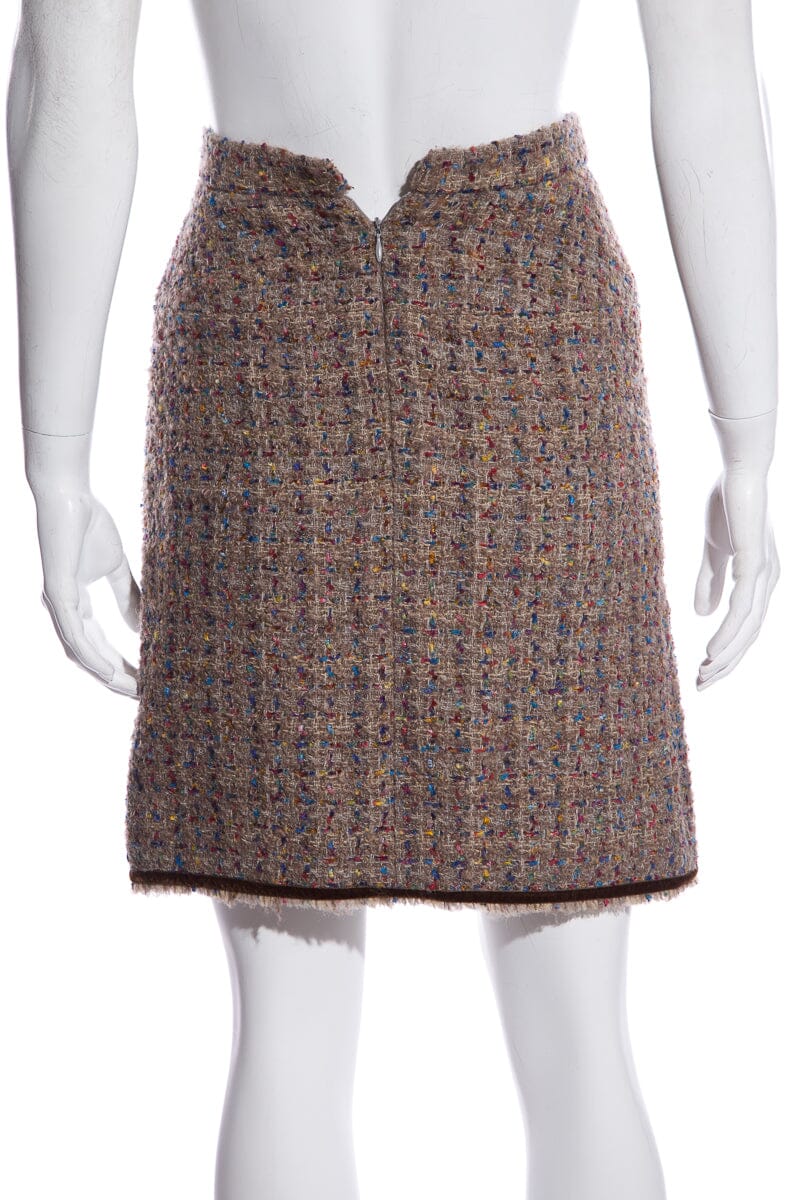 Chanel Vintage Tan & Multi Tweed Skirt SZ 36